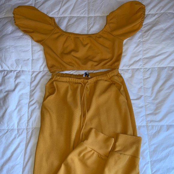 Sabo Skirt Ribbed Jogger Set || Mustard Yellow - Picture 1 of 13